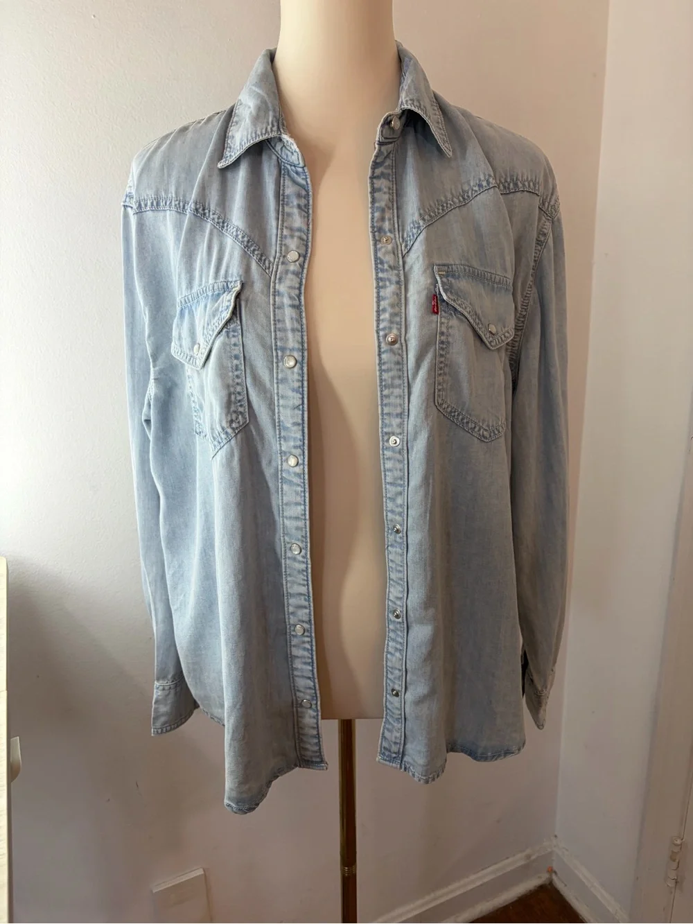 Levi's Light Wash Denim Western Button-Down Shirt
